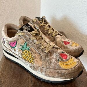 Charlotte Olympia "INCY WORK IT!FRUIT SALAD" Velvet Sneakers Size 39 US 81/2